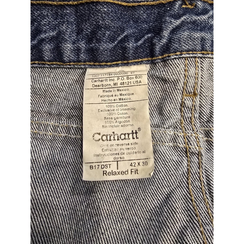 Carhartt B17 DST Relaxed Fit Jeans Mens 42x30 Blue Denim Workwear Pants - Picture 6 of 10